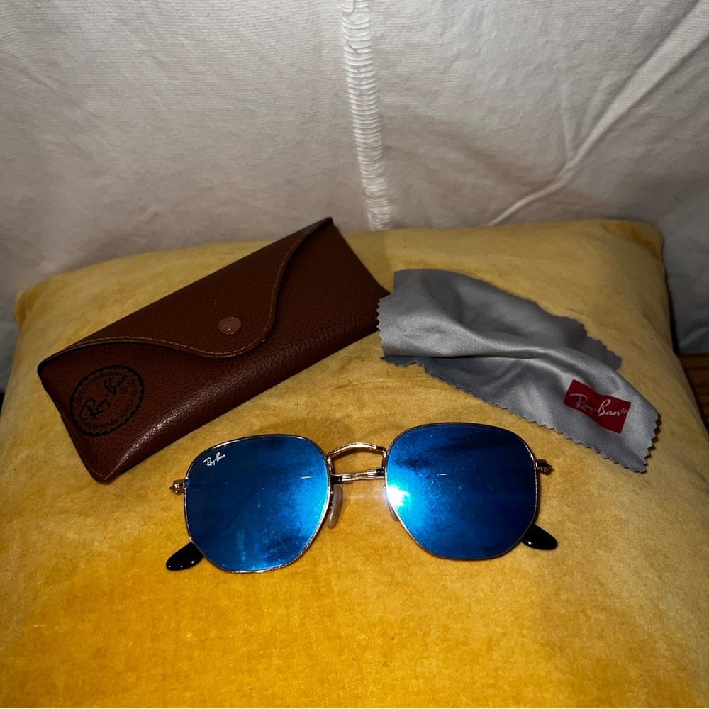 Ray Ban Blue Hexagonal Sunglasses